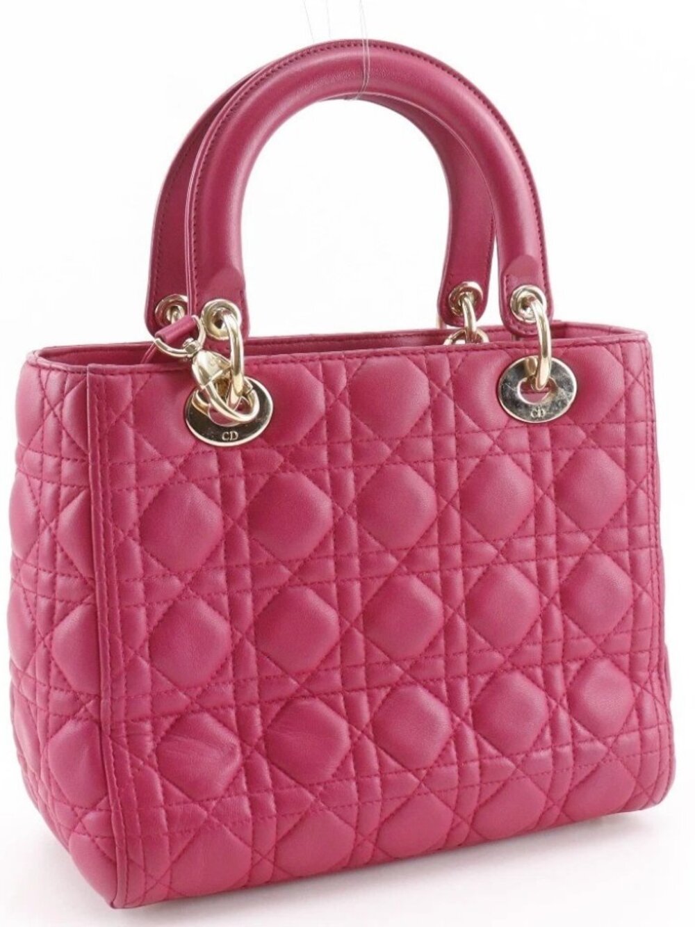 Dior Lady Dior Medium Handbag Canage pink lambskin Women - Picture 3 of 12